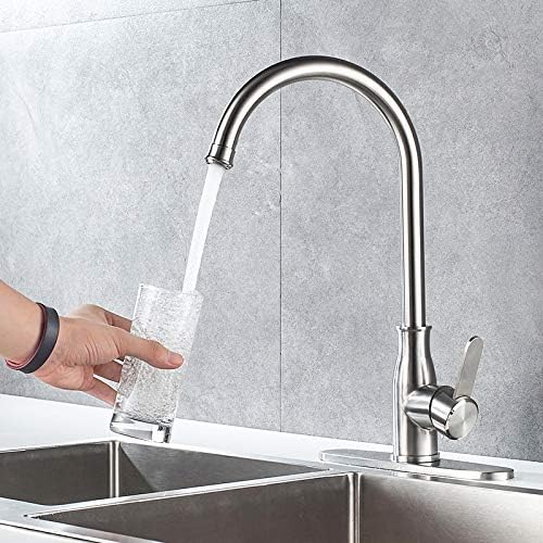 Single Handle Kitchen Faucet Stainless Steel Brushed Nickel,Modern High Arc - Image 2