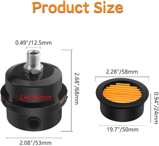 WMYCONGCONG 2 PCS 1/4" 12.5mm Air Compressor Silencer Filter Metal Air - Image 2