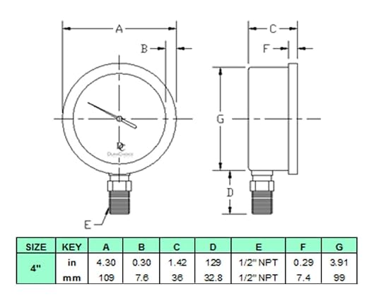 4" Oil Filled Pressure Gauge - Image 7