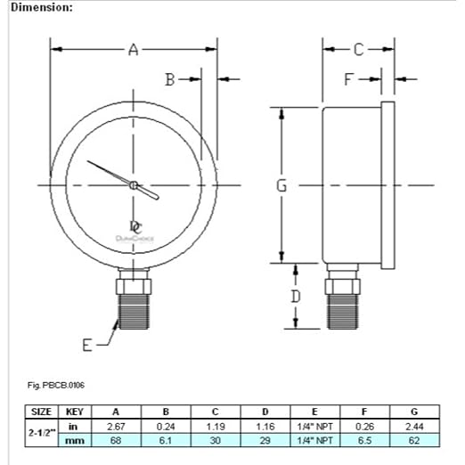 2-1/2" Oil Filled Pressure Gauge - Image 7