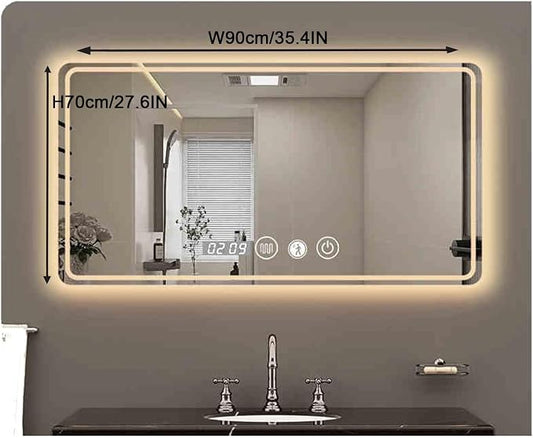 Smart Lighted Bathroom Mirror for Wall,Illuminated LED Bathroom Mirror,Lighted - Image 2