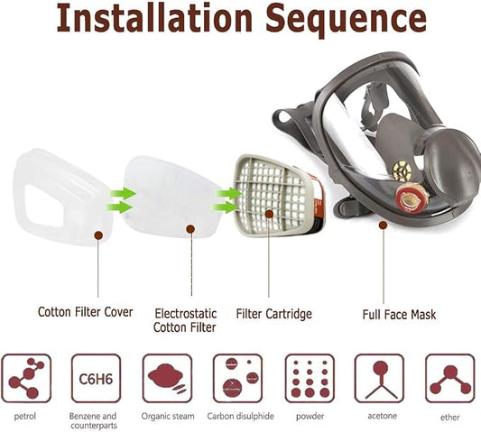 Full Face Respirаtor Reusable, Organic Vapor Respirаtor Compatible - Image 2