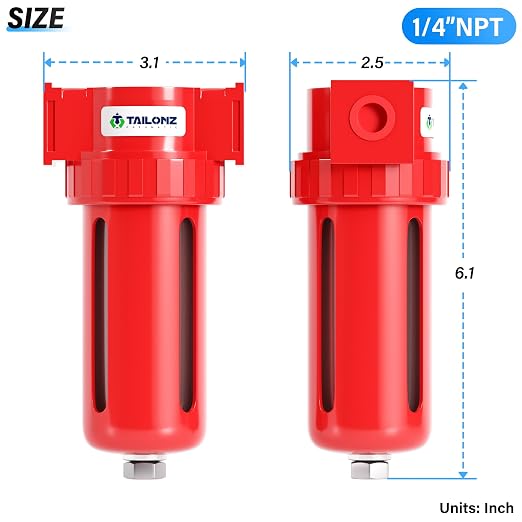 TAILONZ PNEUMATIC 0-150PSI 1/4 Inch NPT Aluminum Alloy Carbon Desiccant Air - Image 2