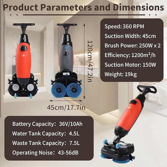 Rechargeable Floor Cleaner and Wet Dry Floor Machine, Dual-Brush Heads - Image 2