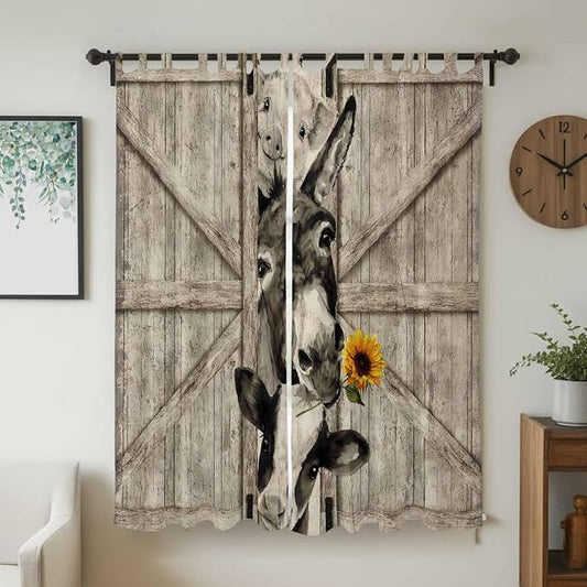 Funny Farm Animals Living Room Curtains 84 Inch Length, Window Curtains Tab Top - Image 2