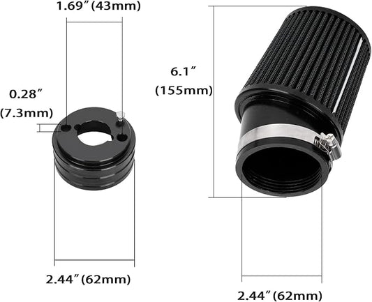 High Performance Upgraded 62mm Air Filter Adapter Intake and Spark Plug Kit - Image 2