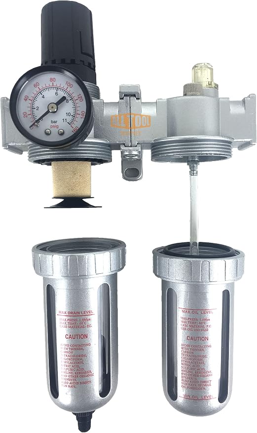 3/8" NPT Mid Flow Compressed Air In Line Filter Regulator Combo Piggyback - Image 5