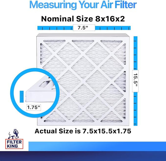 Filter King 8x16x2 Air Filter | 6-PACK | MERV 8 HVAC Pleated A/C Furnace - Image 2
