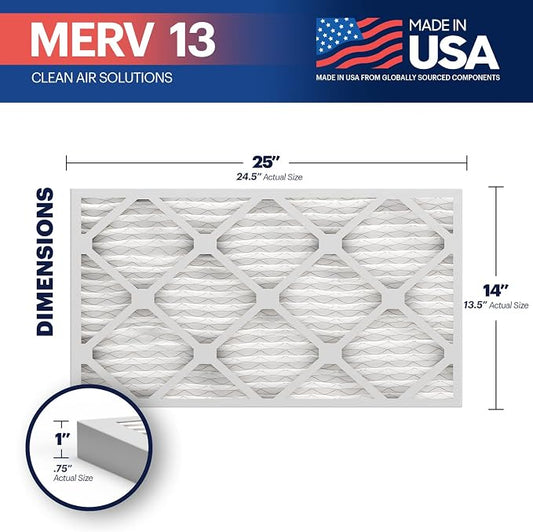 BNX TruFilter 14x25x1 MERV 13 AC Furnace Air Filter - Image 2