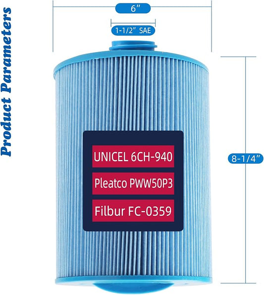 PWW50P3-M Spa Filter, Replaces Unicel 6CH-940RA,Filbur FC-0359M, 45 sq.ft Screw - Image 2
