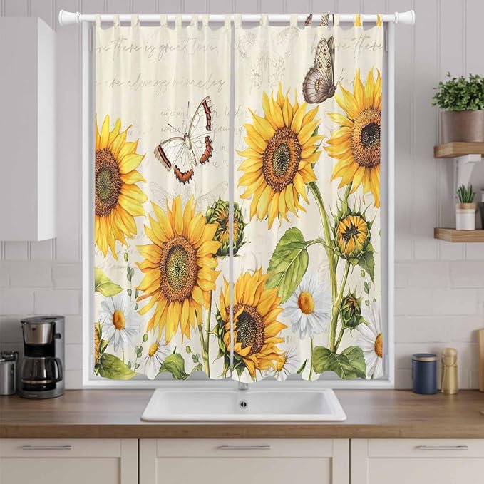 Farm Sunflowers Living Room Curtains 96 Inch Length, Window Curtains Tab Top - Image 9