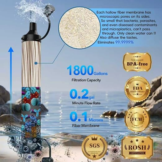 Straw Water Filter 8 Pack – Outdoor Camping & Hiking Survival Gear Kit - Image 2