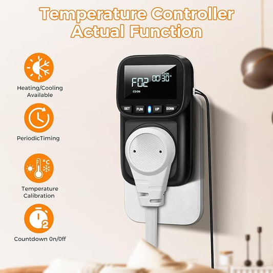 Diymore Digital Temperature Controller Outlet - 1800W Plug-in Thermostat - Image 2