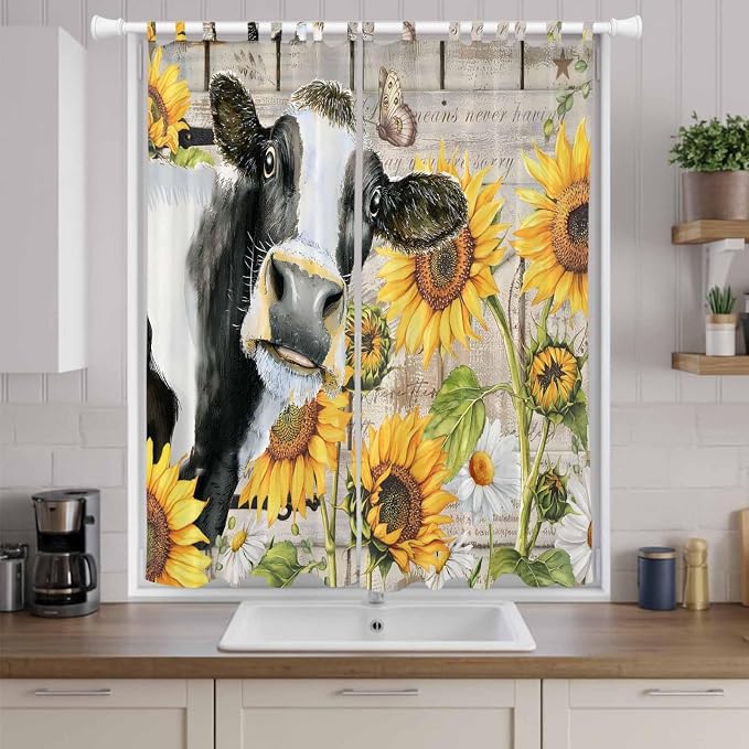 Yellow Sunflowers Living Room Curtains 84 Inch Length, Window Curtains Tab Top - Image 9