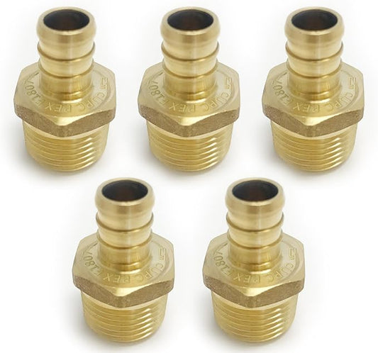 Pex 3/4 Inch x 3/4 Inch Male NPT Adapter Brass Crimp Fittings - Image 2