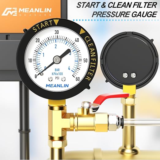 MEANLIN MEASURE 0~60Psi Plastic Frame 1/4" NPT Start and Clean Filter Pressure - Image 7