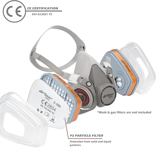 AirGearPro C-500 Filters for Reusable Respirator Mask | Anti-Dust Respirator - Image 2