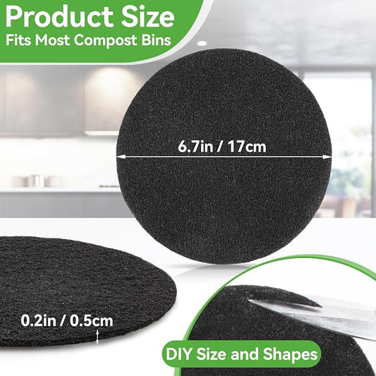 10PCS Compost Bin Charcoal Filters- 6.7inch Activated Carbon Filters,Round - Image 2