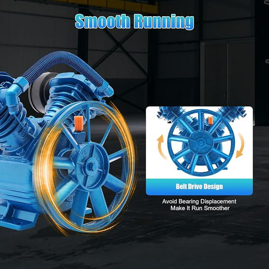 V Air Compressor Pump Head for 3 HP 2 Piston Motor Twin Cylinder Single Stage - Image 2