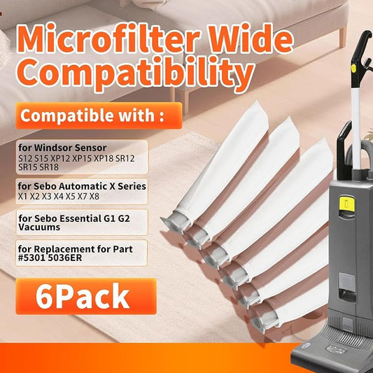 6-Pack MicroFilter fit for SEBO Auto-X S | Replacement Vacuum Filters for - Image 2