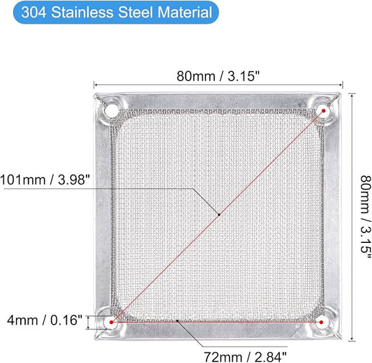 MECCANIXITY 80mm Computer Fan Filter Grills Stainless Steel Mesh Dustproof Case - Image 2