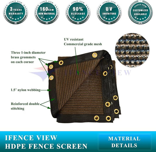 Ifenceview 6'x3' to 6'x50' Brown Shade Cloth/Fence Privacy Screen Fabric Mesh - Image 2