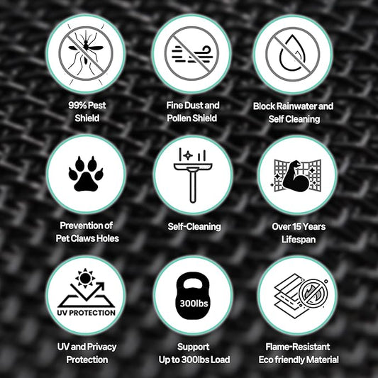 Premium Window Screen Replacement DIY KIT 39"51" Blocks Rain, Pet Scratch - Image 2