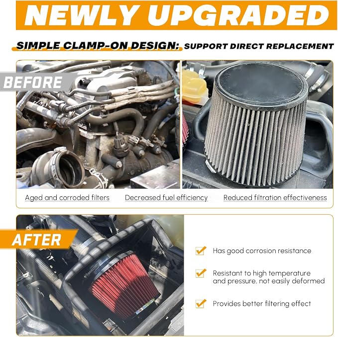 PTNHZ Universal Red 3.5" 89mm High Flow Cold Air Intake Cone Air Filter Power - Image 6