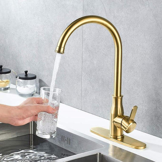Brushed Gold Kitchen Faucet ,Modern High Arc Bar Sink Faucet ,Commercial - Image 2