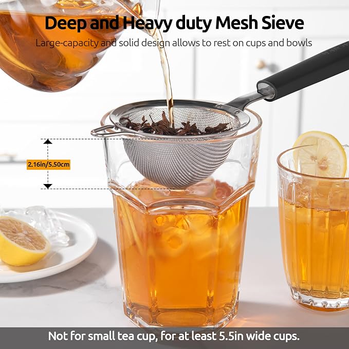 U-Taste Small Fine Mesh Strainer: 18/8 Stainless Steel 3.35in 30 Mesh Kitchen - Image 8