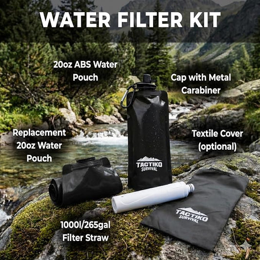 Tactiko Survival 20oz/600ml Purifying Water Bottle Filter Kit - Image 2