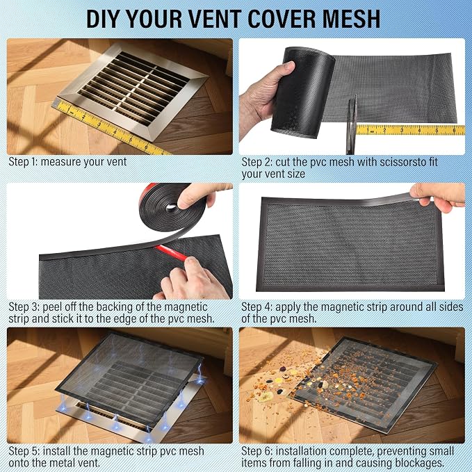 78x12 inch Customizable DIY Floor Vent Covers, Magnetic PVC Vent Mesh - Image 7