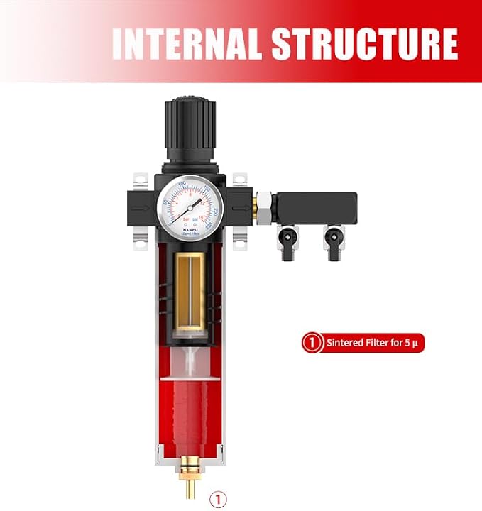 NANPU Z Series Air Filter – Sintered Filter, 1/2" NPT Inlet, 1/4" NPT Outlet - Image 4