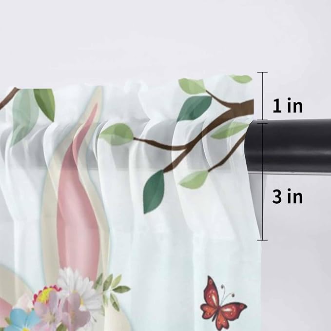 Easter Sheer Valances for Windows 42"x12", Light Filtering Kitchen Curtains - Image 7