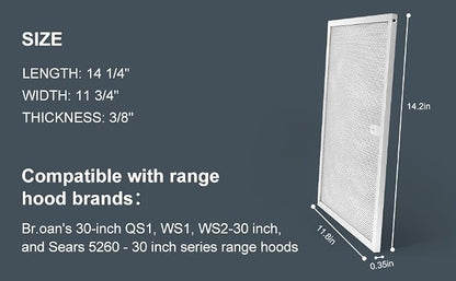 BPS1FA30 Range Hood Grease Filter 11-3/4" x 14-1/4" Aluminum Filter Compatible - Image 4