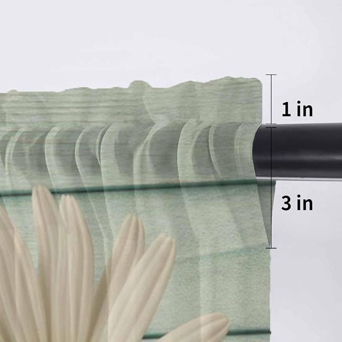 Daisy Flower Sheer Valances for Windows 54"x18", Light Filtering Kitchen - Image 7