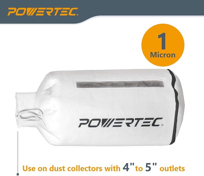 POWERTEC Dust Collector Bag w/ 5" Band Clamp Kit, 1 Micron Dust Bag & 4-3/4" to - Image 4