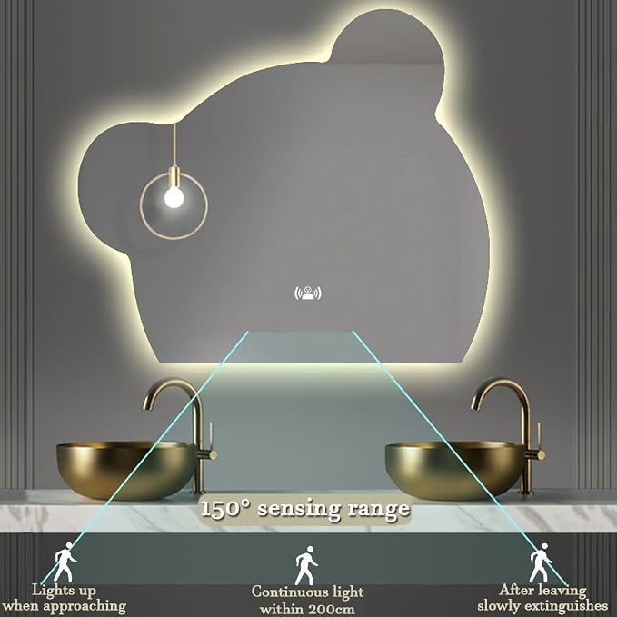 LTSRLL LED Vanity Mirror Cute Bear Decorative Mirror - Image 6