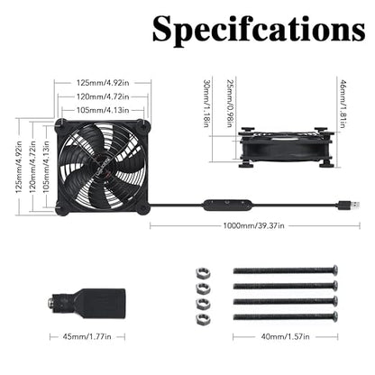 Quiet 120mm USB 5V/12V DC Fan - Image 3