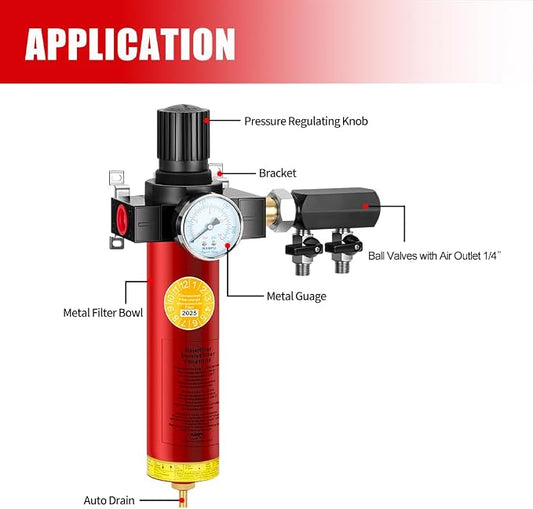 NANPU Z Series Air Filter – Sintered Filter, 1/2" NPT Inlet, 1/4" NPT Outlet - Image 2
