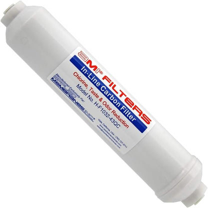 Inline Carbon Water Filter | 10" Length | 1/4" Quick Connect In/Out | by AppliedMembranesInc