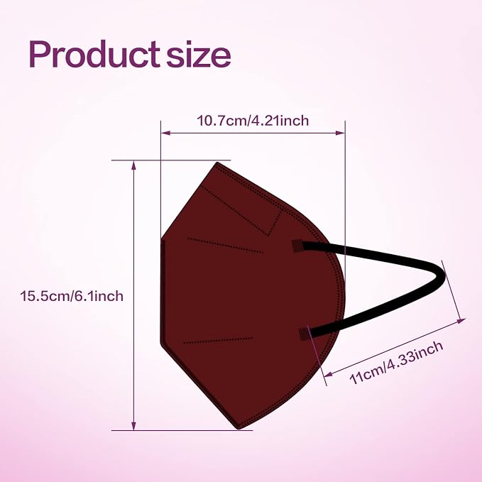 Miuphro KN95 Face Mask 50 Pack, Disposable Respirator Masks, 5 Layer Design - Image 2