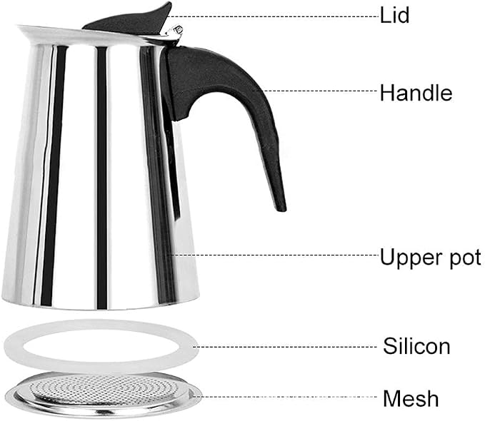 ZJchao Eagle Beak Design Moka Pot Portable Stainless Steel Coffee Maker Pot - Image 5