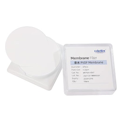 100 Pieces/Pack PVDF Disc Membrane Filters Hydrophilic 47mm Diameter 0.45µm by COBETTER