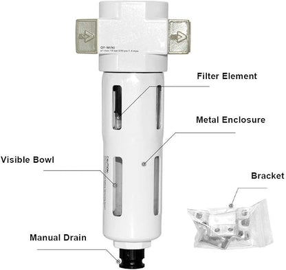 Beduan 1/4" Air in-line Compressed Particulate Filter, Moisture Water Trap - Image 3