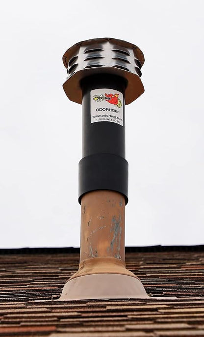 OdorHog Metal Cap Slip On Vent Stack Pipe Filter 3" Black ABS, Removes Outdoor - Image 6