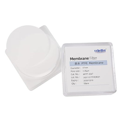 100 Pieces/Pack PTFE Disc Membrane Filters Hydrophilic 47mm Diameter 0.45µm by COBETTER
