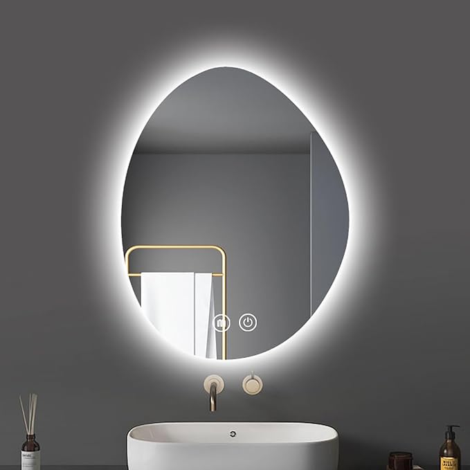 50x70cm LED Backlit Bathroom Mirror Wall-Mounted Smart Vanity Mirror by Unknown