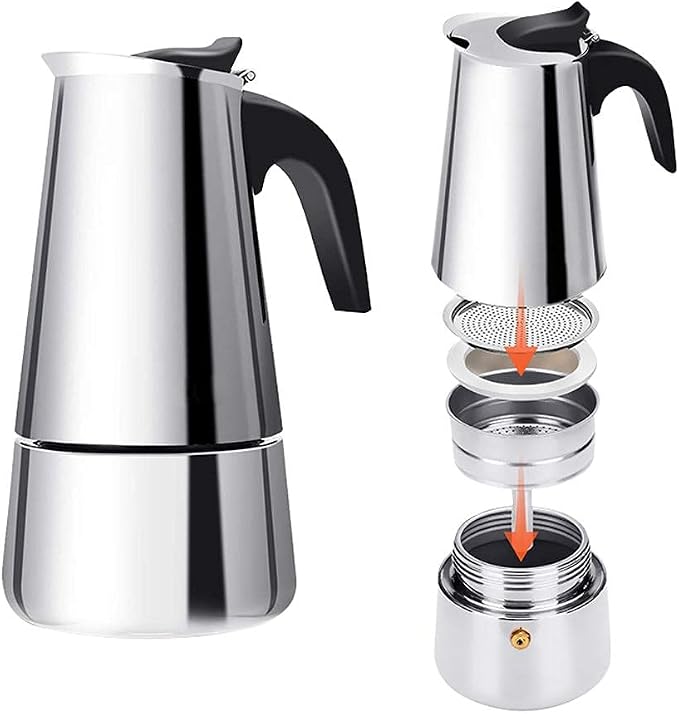 ZJchao Eagle Beak Design Moka Pot Portable Stainless Steel Coffee Maker Pot - Image 7