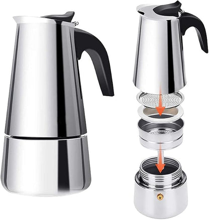 ZJchao Eagle Beak Design Moka Pot Portable Stainless Steel Coffee Maker Pot - Image 7